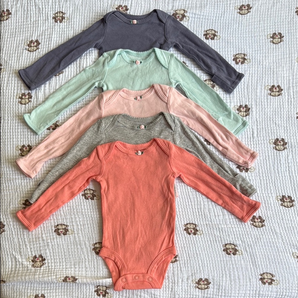 Lot Simple Joys Carter's Baby Girls' Long-Sleeve Bodysuits Newborn Baby Onesies